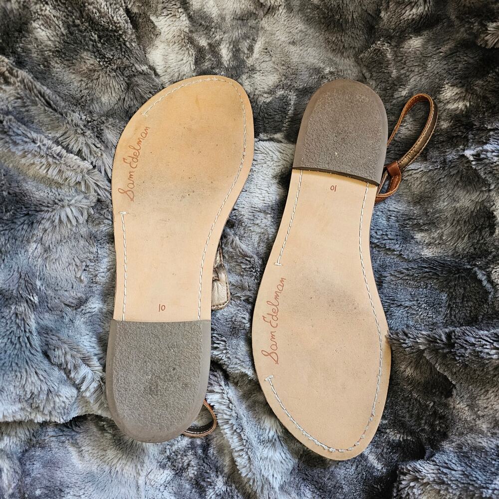 Sam Edelman Gigi Brown Leather T-Strap Gladiator Sandals Size 10 - Picture 3 of 4